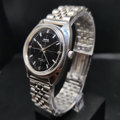 Vintage Original HMT Vijay Hand Winding 17 Jewels Black Face Men's Wrist Watch HM87