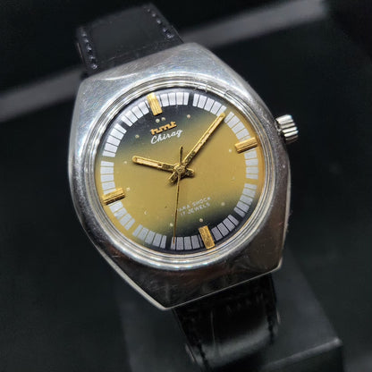 Vintage Original HMT Chirag Hand Winding 17 Jewels Gold Face Men's Wrist Watch HM88