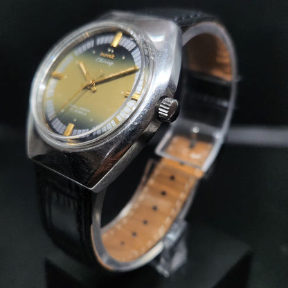 Vintage Original HMT Chirag Hand Winding 17 Jewels Gold Face Men's Wrist Watch HM88