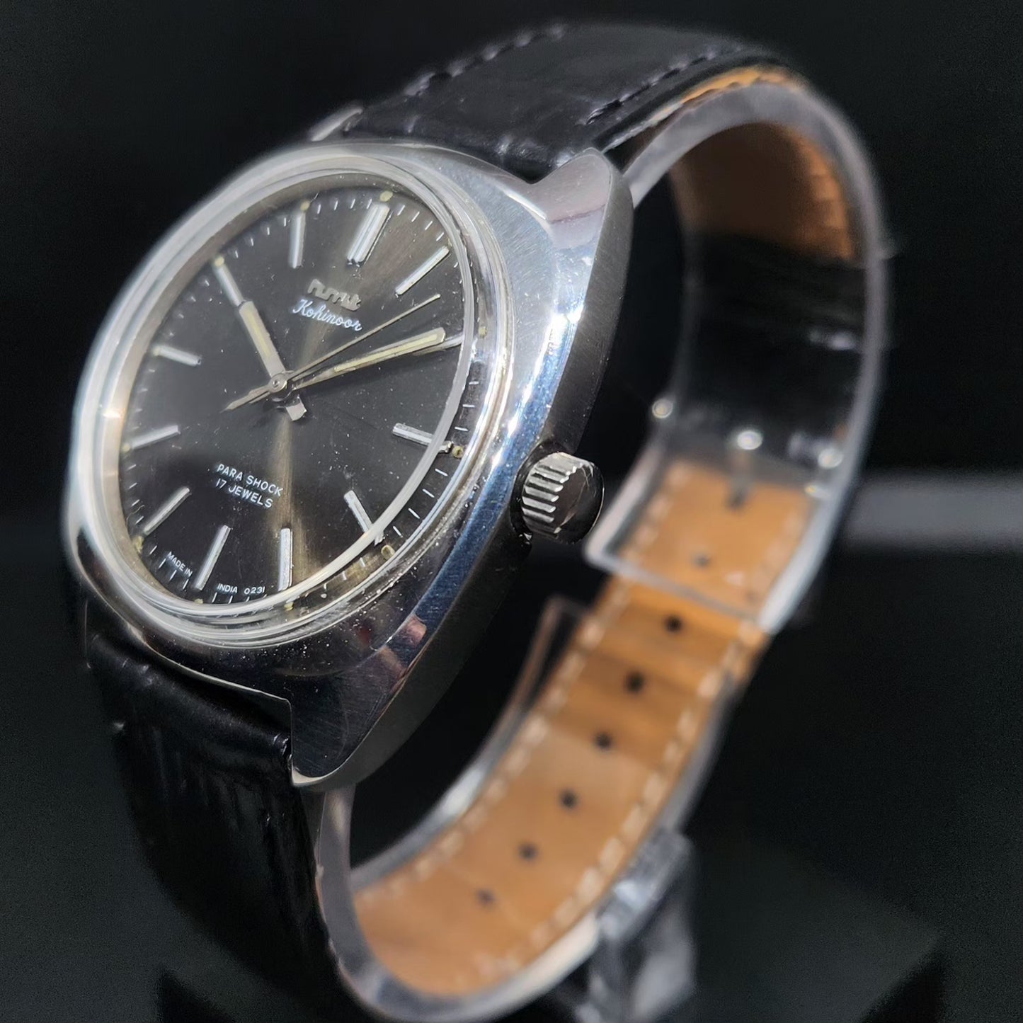 Vintage Original HMT Kohinoor Hand Winding 17 Jewels Brown Face Men's Wrist Watch HM89