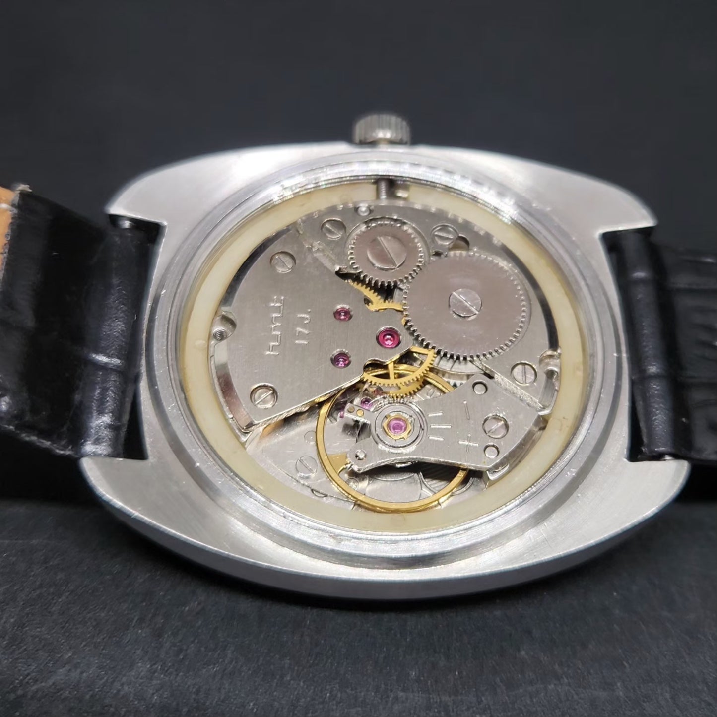 Vintage Original HMT Kohinoor Hand Winding 17 Jewels Brown Face Men's Wrist Watch HM89