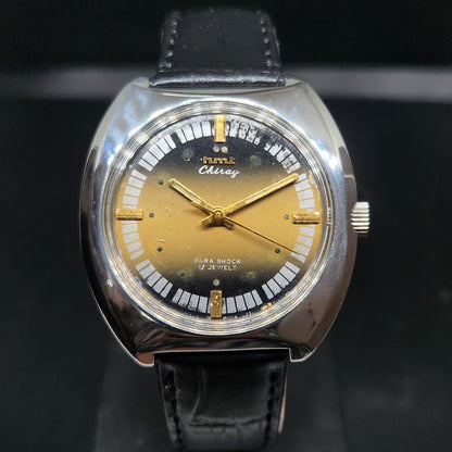 Vintage Original HMT Chirag Hand Winding 17 Jewels Gold Face Men's Wrist Watch HM90