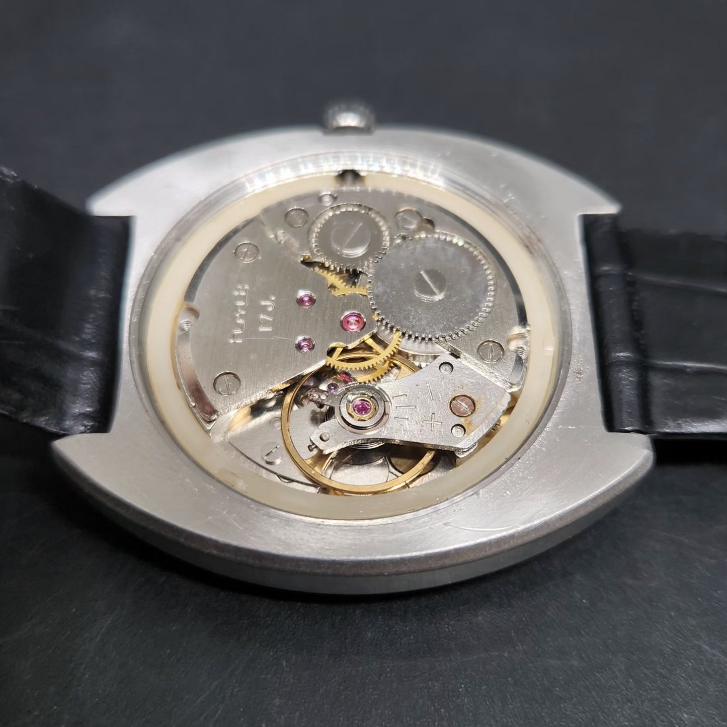 Vintage Original HMT Chirag Hand Winding 17 Jewels Gold Face Men's Wrist Watch HM90