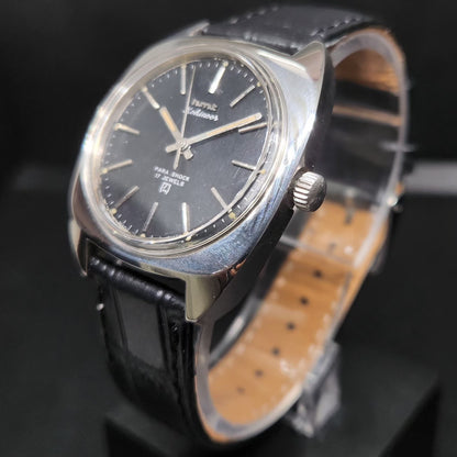 Vintage Original HMT Kohinoor Hand Winding 17 Jewels Black Face Men's Wrist Watch HM92