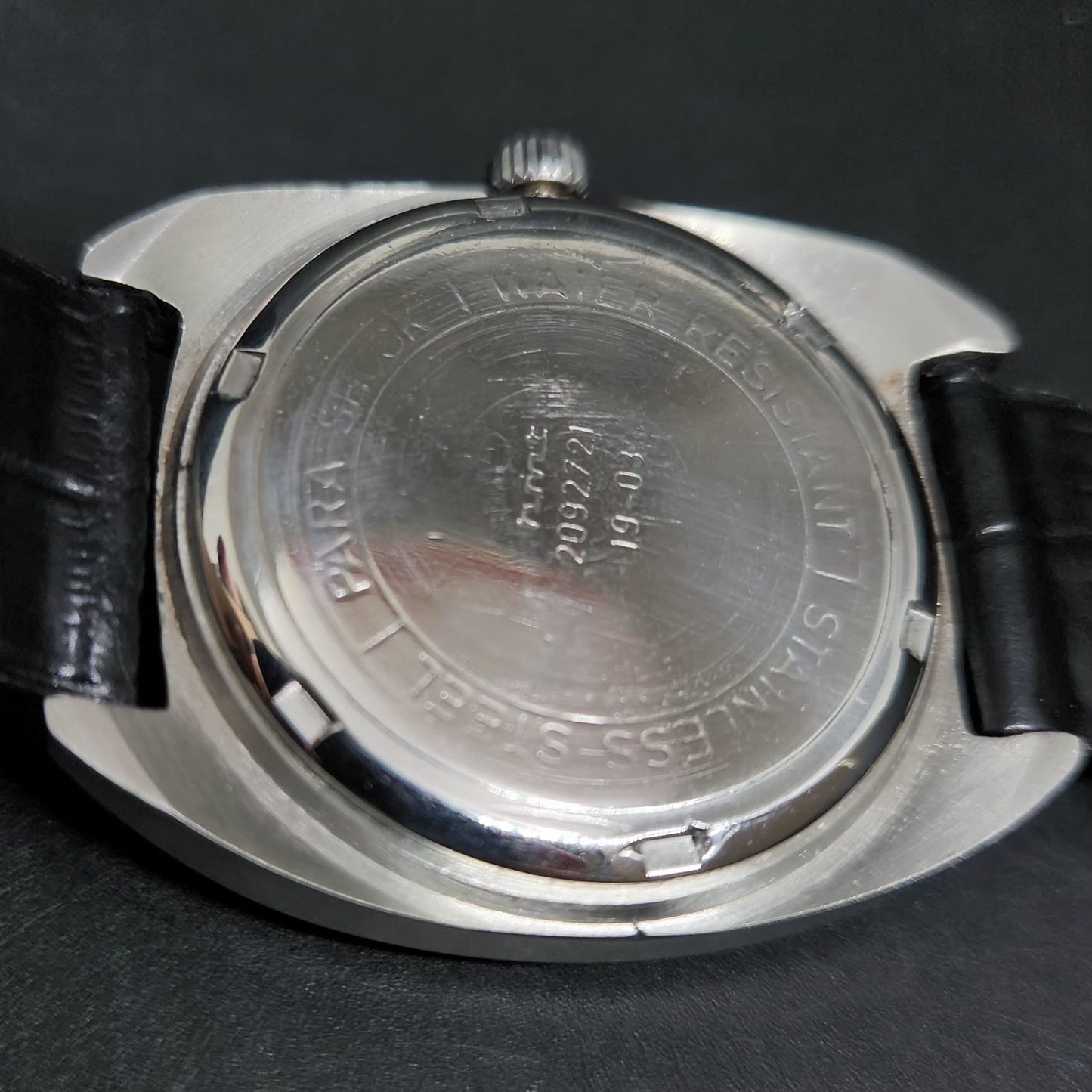 Vintage Original HMT Kohinoor Hand Winding 17 Jewels Black Face Men's Wrist Watch HM92