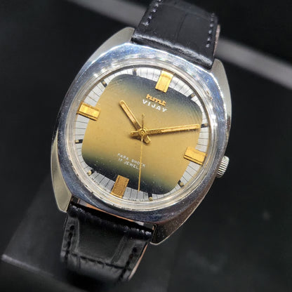 Vintage Original HMT Vijay Hand Winding 17 Jewels Gold Face Men's Wrist Watch HM93