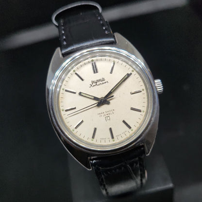 Vintage Original HMT Kohinoor Hand Winding 17 Jewels Off White Face Men's Wrist Watch HM95