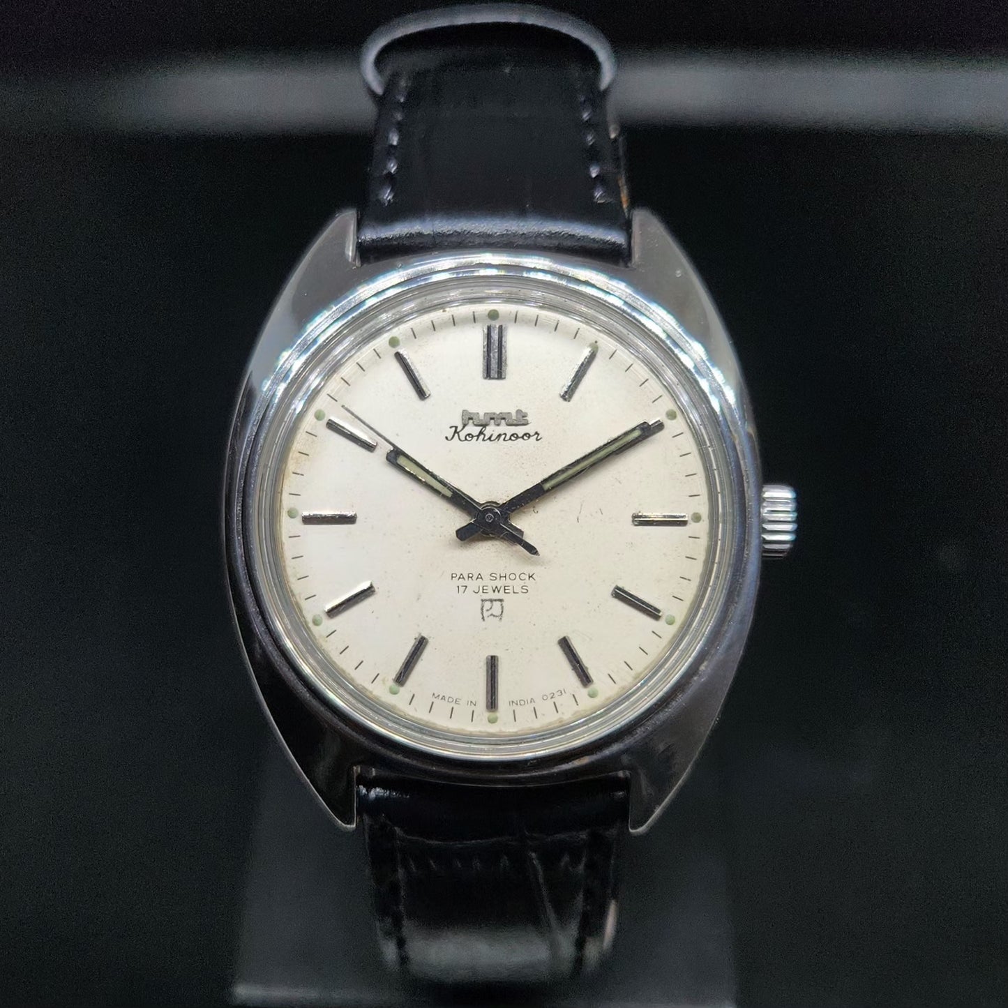 Vintage Original HMT Kohinoor Hand Winding 17 Jewels Off White Face Men's Wrist Watch HM95