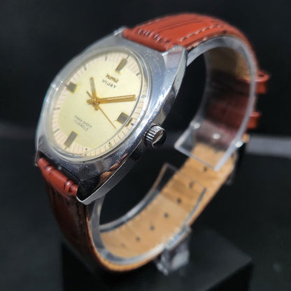 Vintage Original HMT Vijay Hand Winding 17 Jewels Gold Face Men's Wrist Watch HM97