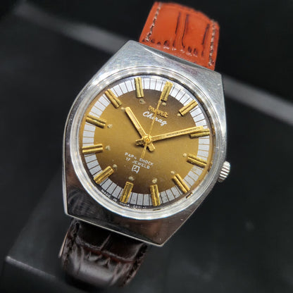 Vintage Original HMT Chirag Hand Winding 17 Jewels Brown Face Men's Wrist Watch HM99