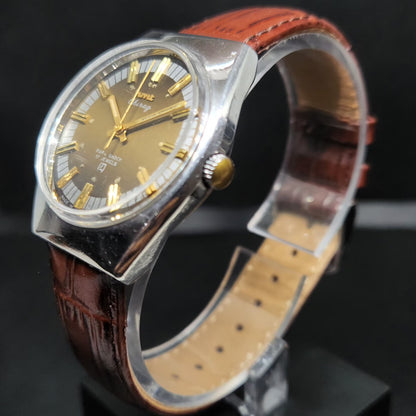 Vintage Original HMT Chirag Hand Winding 17 Jewels Brown Face Men's Wrist Watch HM99