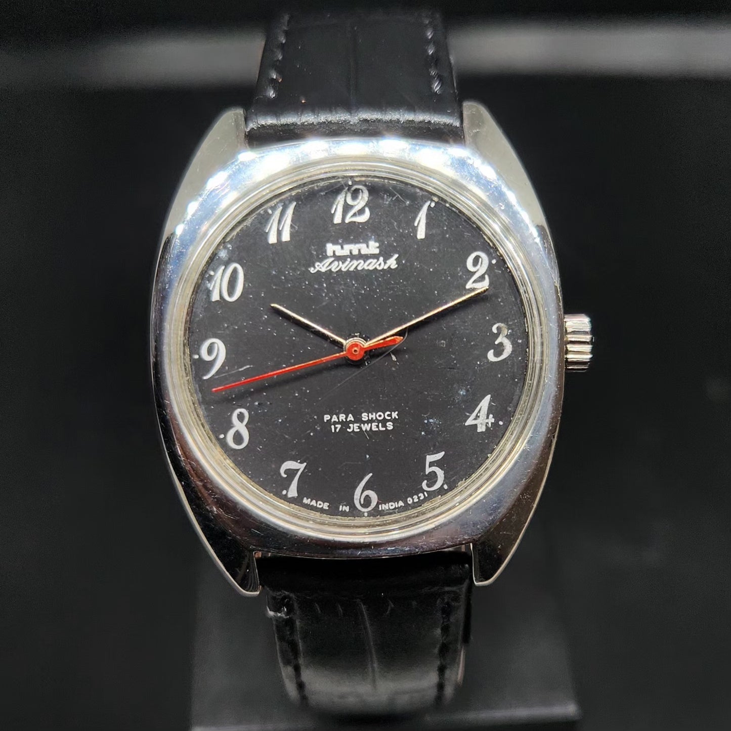 Vintage Original HMT Avinash Hand Winding 17 Jewels Black Face Men's Wrist Watch HM100
