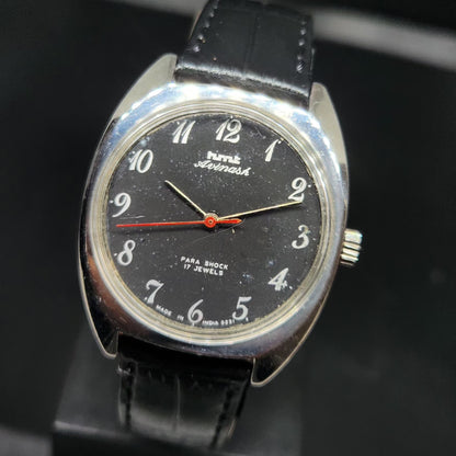 Vintage Original HMT Avinash Hand Winding 17 Jewels Black Face Men's Wrist Watch HM100
