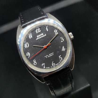 Vintage Original HMT Avinash Hand Winding 17 Jewels Black Face Men's Wrist Watch HM100