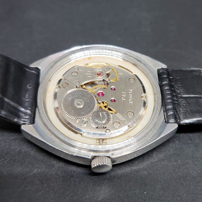 Vintage Original HMT Maurya Hand Winding 17 Jewels Gold Face Men's Wrist Watch HM103