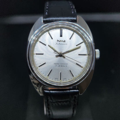 Vintage Original HMT Kohinoor Hand Winding 17 Jewels SIlver Face Men's Wrist Watch HM104