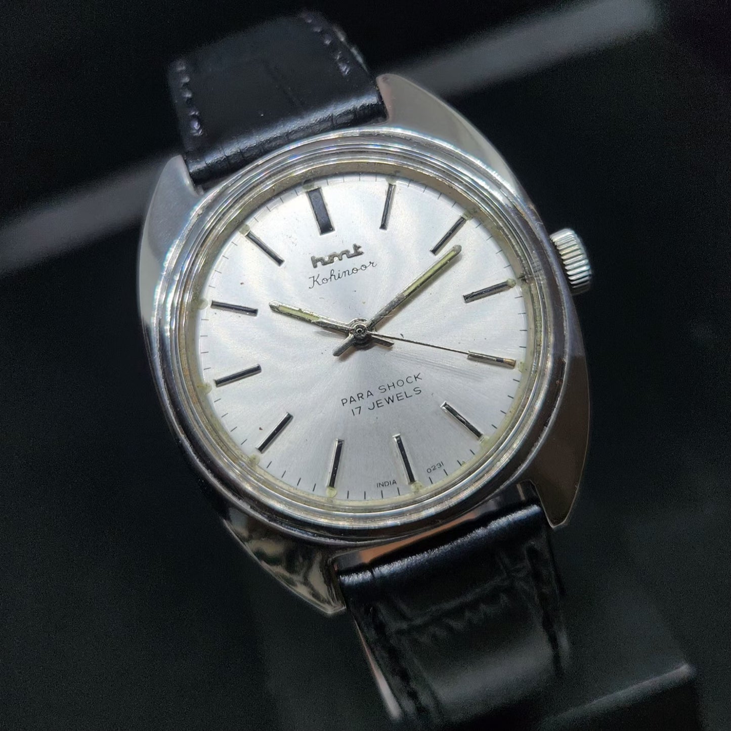 Vintage Original HMT Kohinoor Hand Winding 17 Jewels SIlver Face Men's Wrist Watch HM104