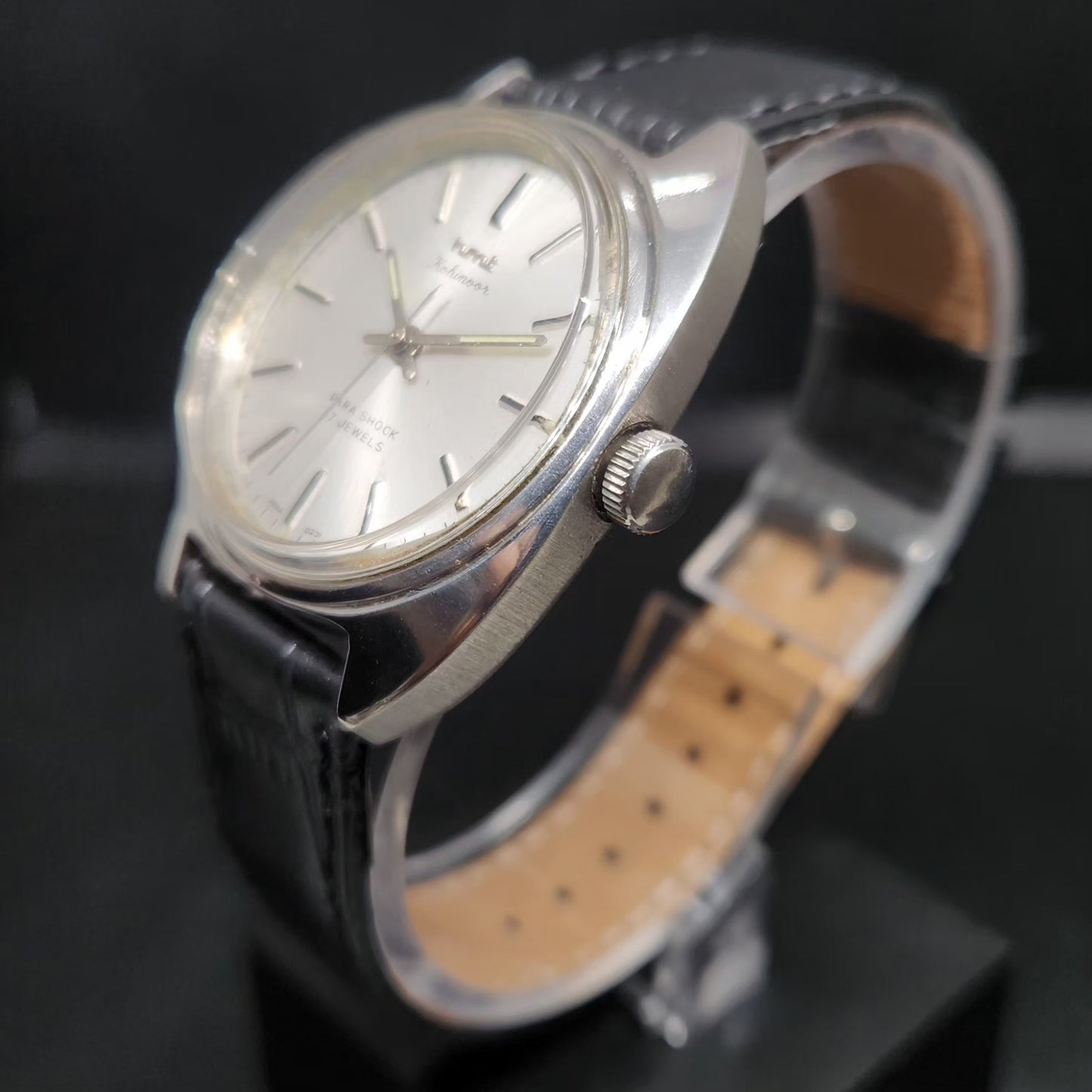 Vintage Original HMT Kohinoor Hand Winding 17 Jewels SIlver Face Men's Wrist Watch HM104