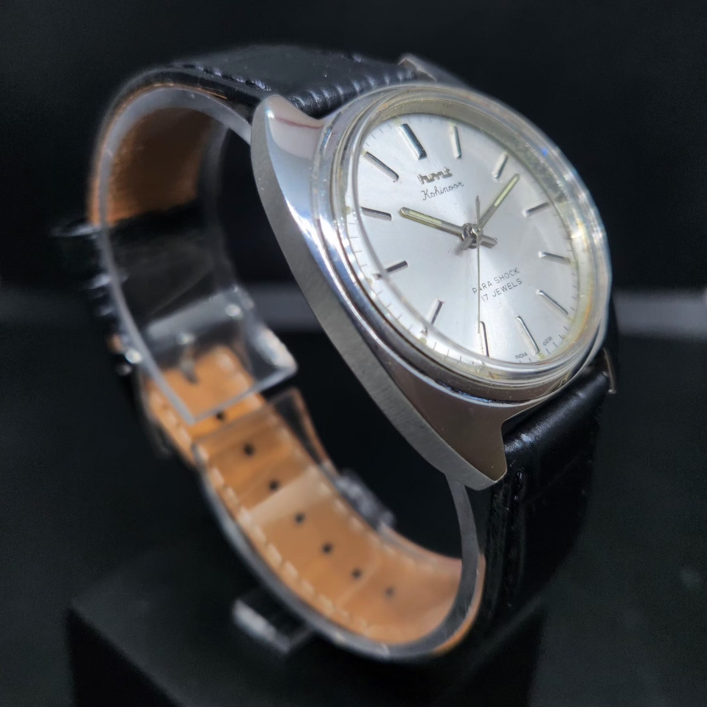 Vintage Original HMT Kohinoor Hand Winding 17 Jewels SIlver Face Men's Wrist Watch HM104