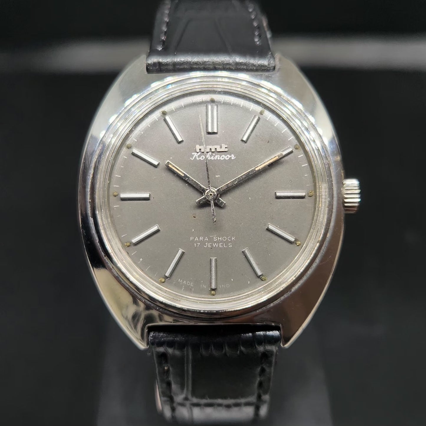 Vintage Original HMT Kohinoor Hand Winding 17 Jewels Grey Face Men's Wrist Watch HM105