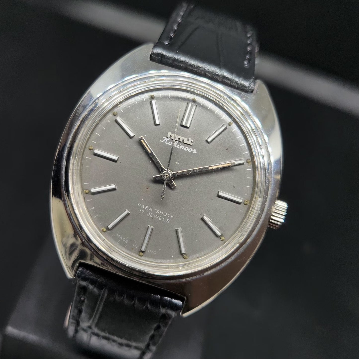 Vintage Original HMT Kohinoor Hand Winding 17 Jewels Grey Face Men's Wrist Watch HM105