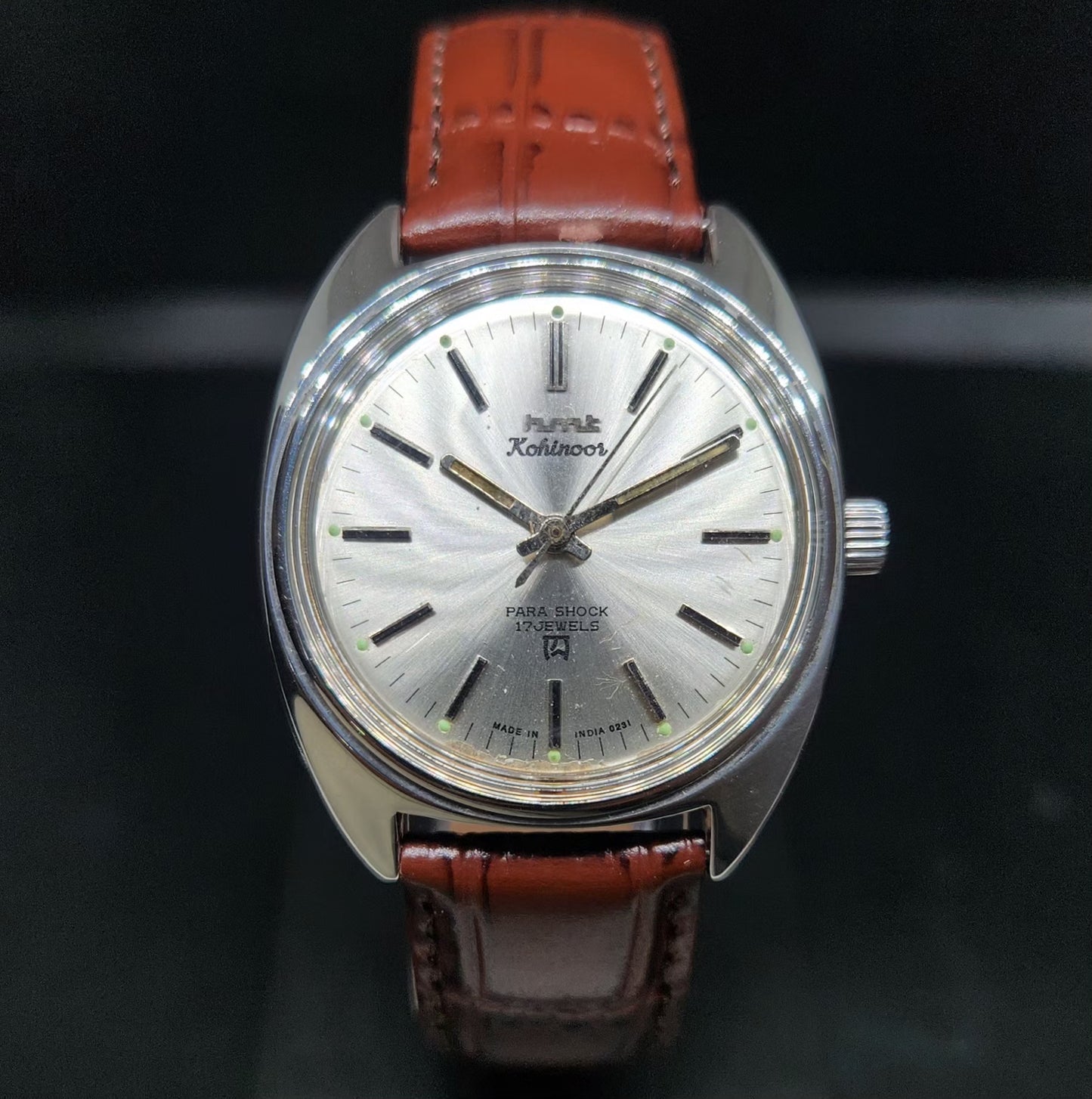 Vintage Original HMT Kohinoor Hand Winding 17 Jewels Silver Face Men's Wrist Watch HM134