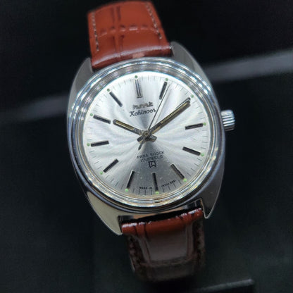 Vintage Original HMT Kohinoor Hand Winding 17 Jewels Silver Face Men's Wrist Watch HM106