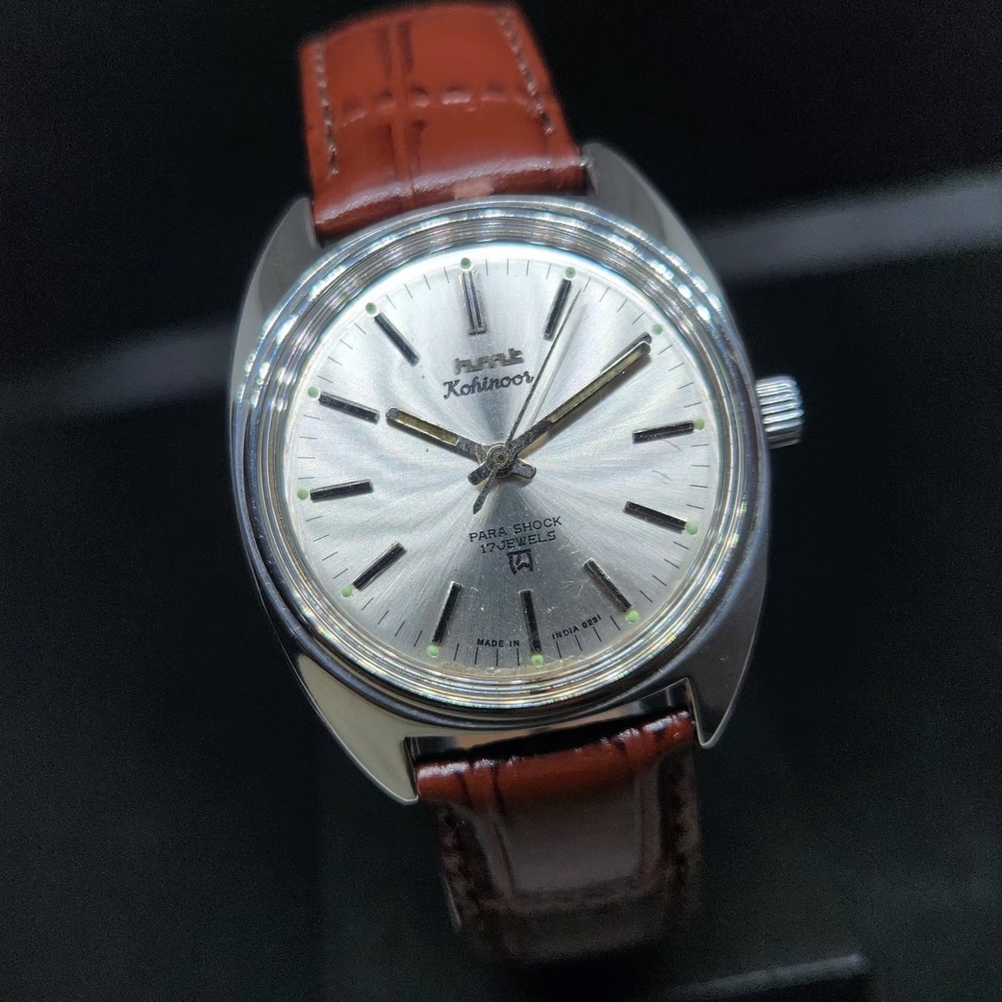 Vintage Original HMT Kohinoor Hand Winding 17 Jewels Silver Face Men's Wrist Watch HM134