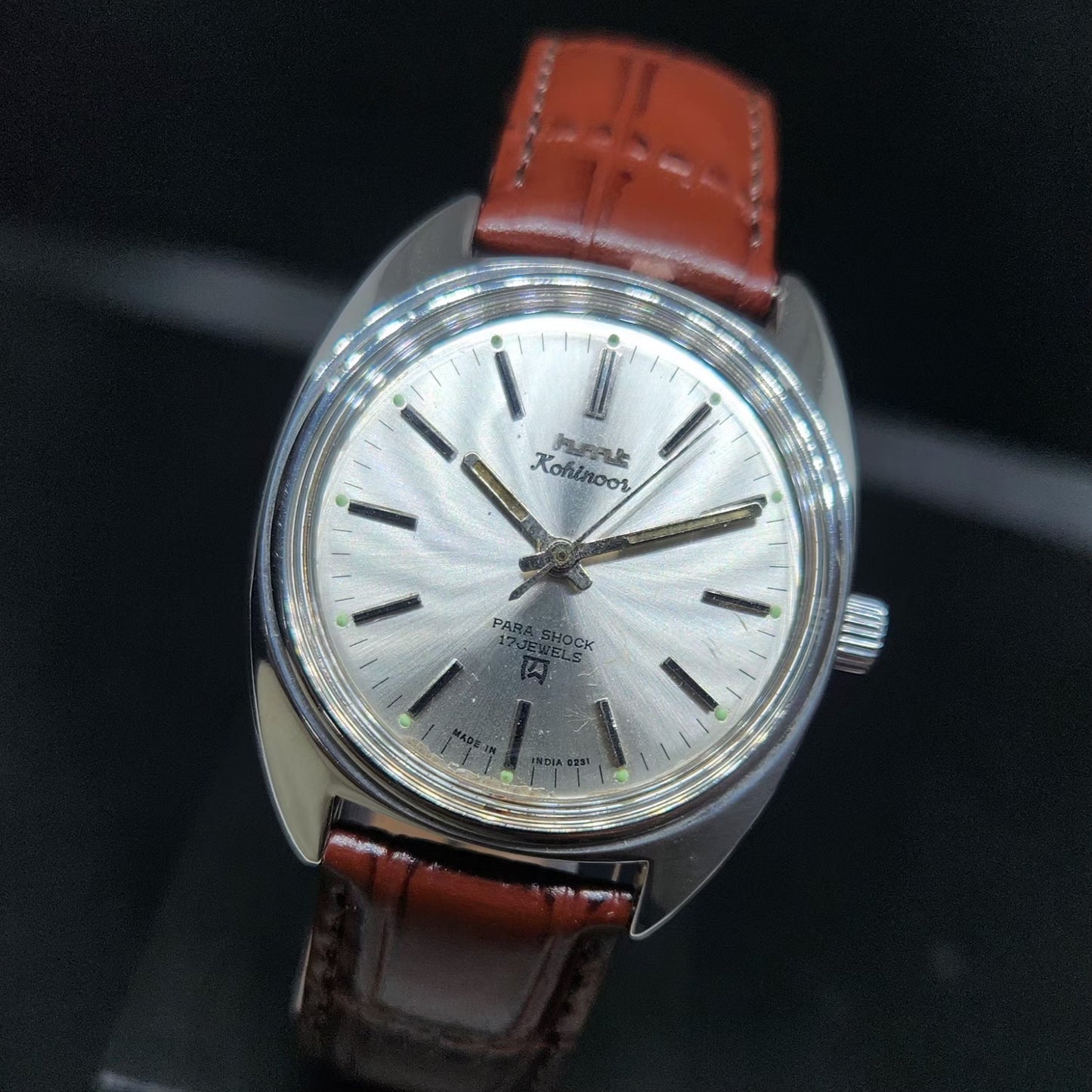 Vintage Original HMT Kohinoor Hand Winding 17 Jewels Silver Face Men's Wrist Watch HM134