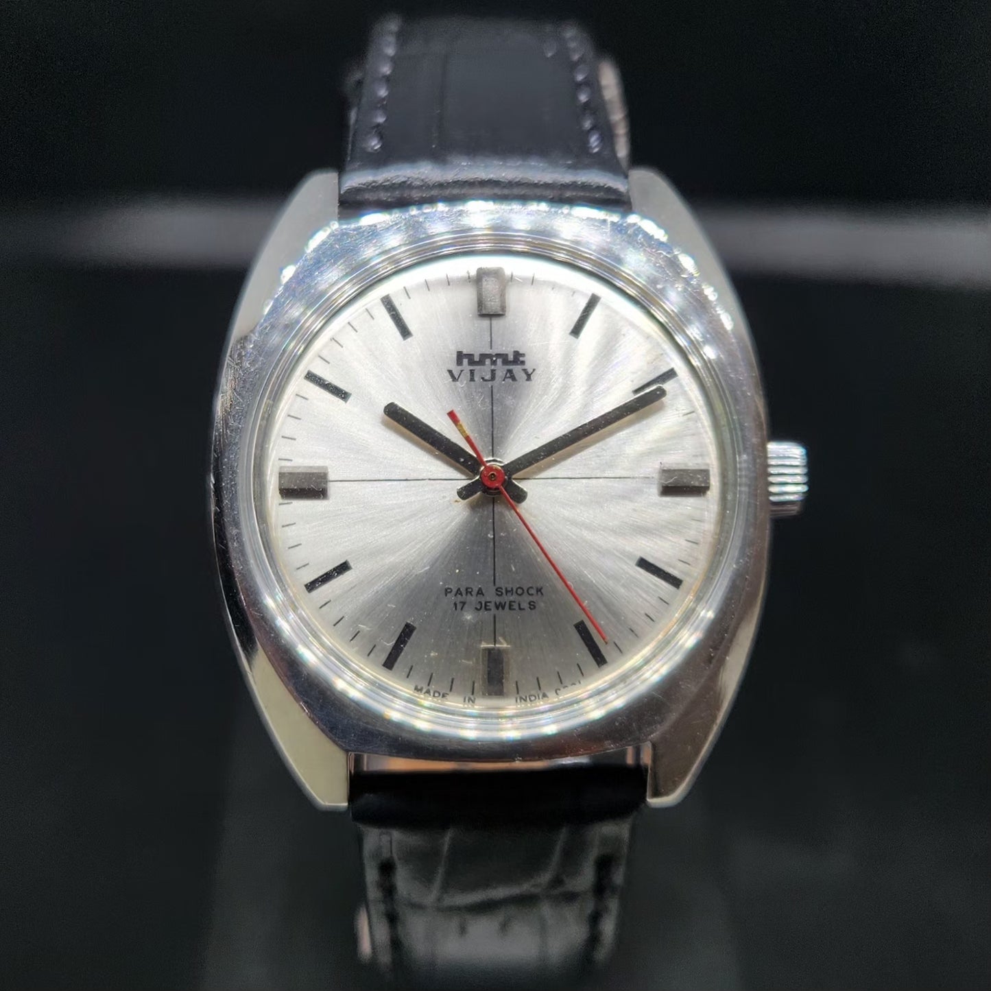 Vintage Original HMT Vijay Hand Winding 17 Jewels Silver Face Men's Wrist Watch HM135