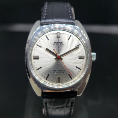 Vintage Original HMT Vijay Hand Winding 17 Jewels Silver Face Men's Wrist Watch HM135
