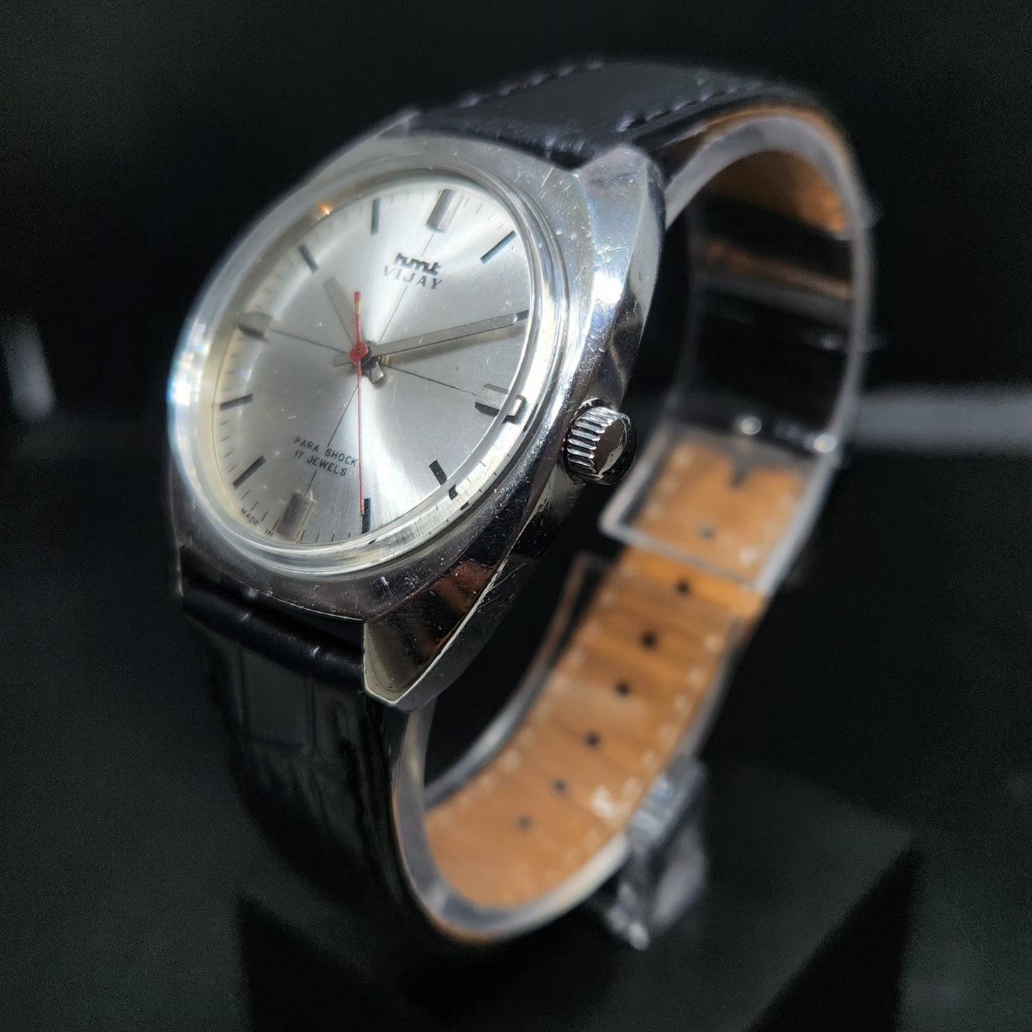 Vintage Original HMT Vijay Hand Winding 17 Jewels Silver Face Men's Wrist Watch HM135