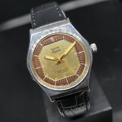 Vintage Original HMT Deepak Hand Winding 17 Jewels Gold Face Men's Wrist Watch HM136