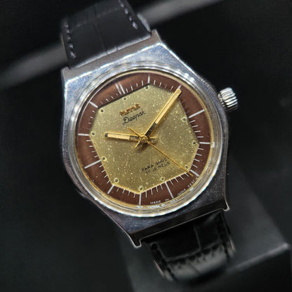 Vintage Original HMT Deepak Hand Winding 17 Jewels Gold Face Men's Wrist Watch HM136