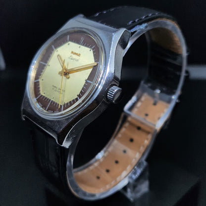 Vintage Original HMT Deepak Hand Winding 17 Jewels Gold Face Men's Wrist Watch HM136
