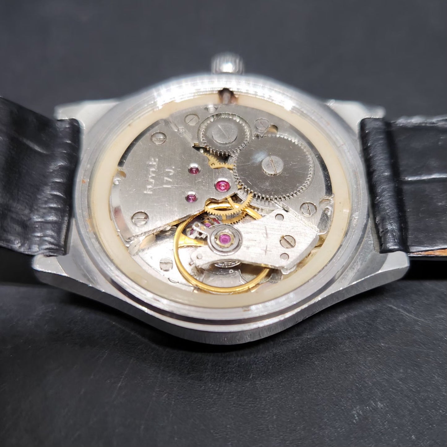 Vintage Original HMT Deepak Hand Winding 17 Jewels Gold Face Men's Wrist Watch HM136