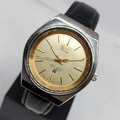 Vintage Original HMT Maurya Hand Winding 17 Jewels Gold Face Men's Wrist Watch HM107