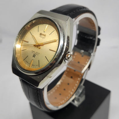 Vintage Original HMT Maurya Hand Winding 17 Jewels Gold Face Men's Wrist Watch HM107