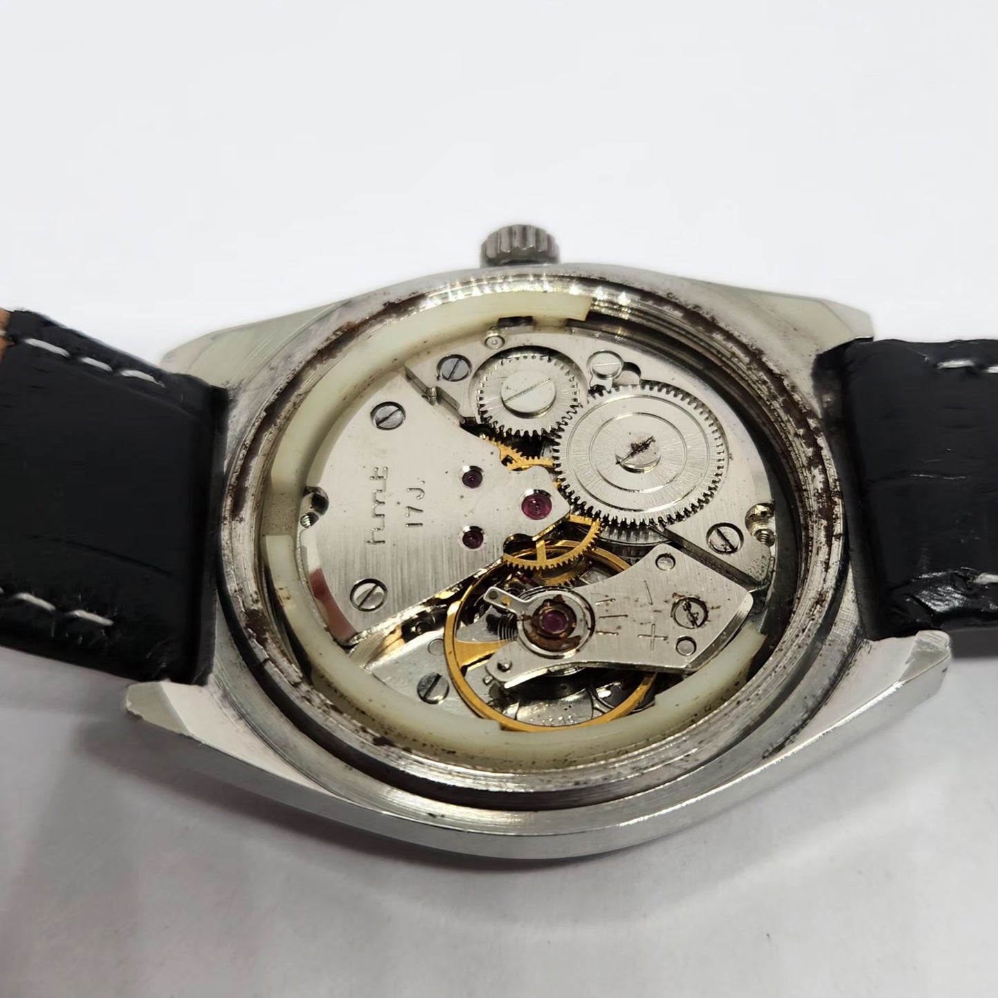Vintage Original HMT Tareeq Hand Winding 17 Jewels Cream Face Date Men's Wrist Watch HM108