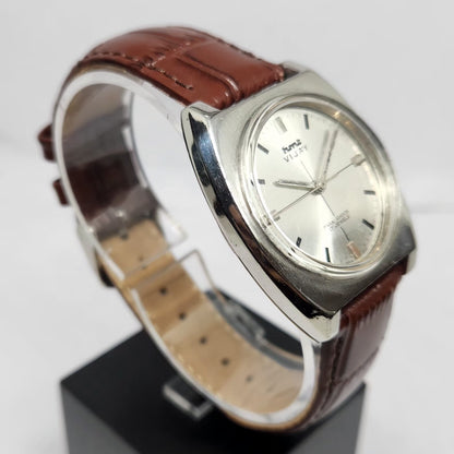 Vintage Original HMT Vijay Hand Winding 17 Jewels Silver Face Men's Wrist Watch HM109