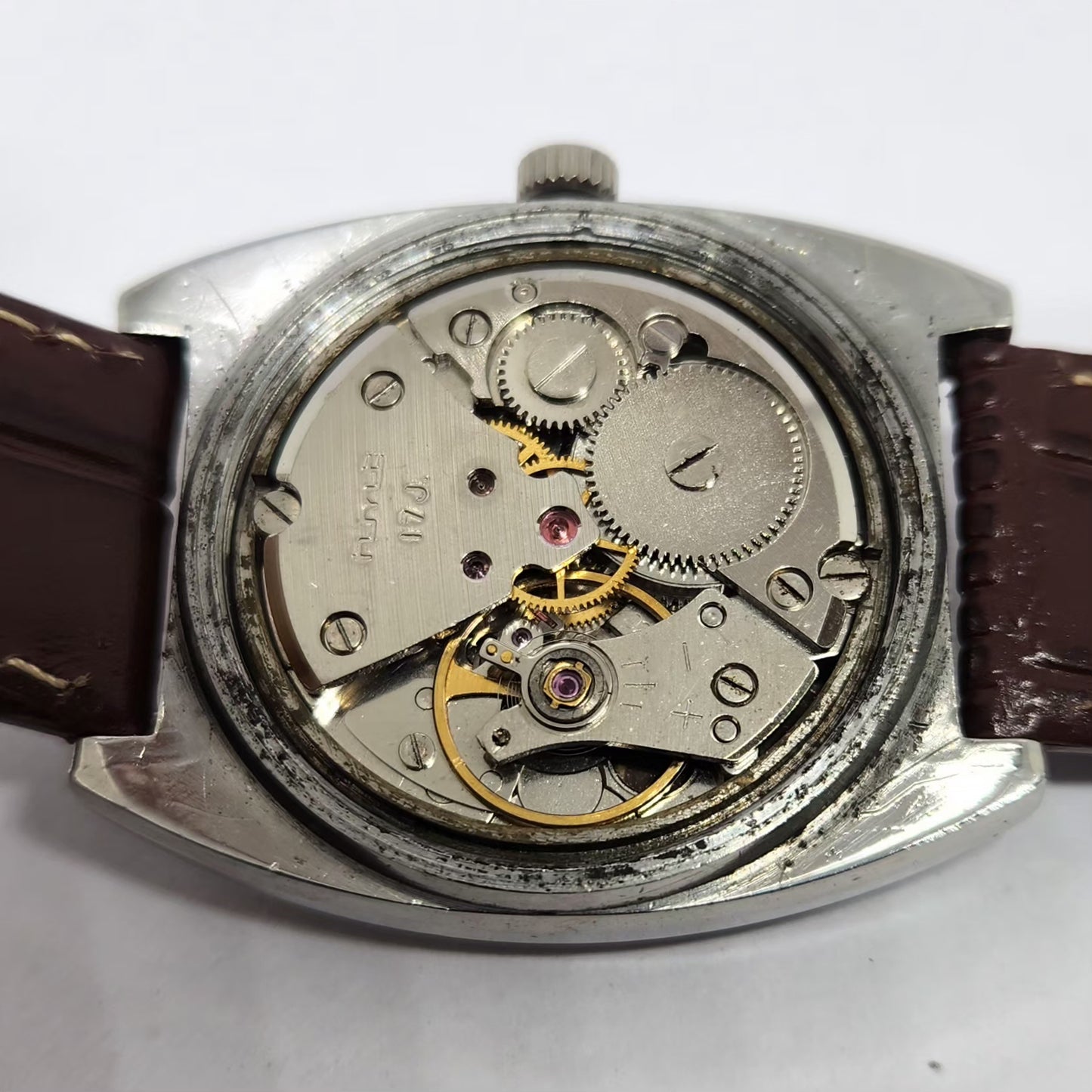 Vintage Original HMT Vijay Hand Winding 17 Jewels Silver Face Men's Wrist Watch HM109