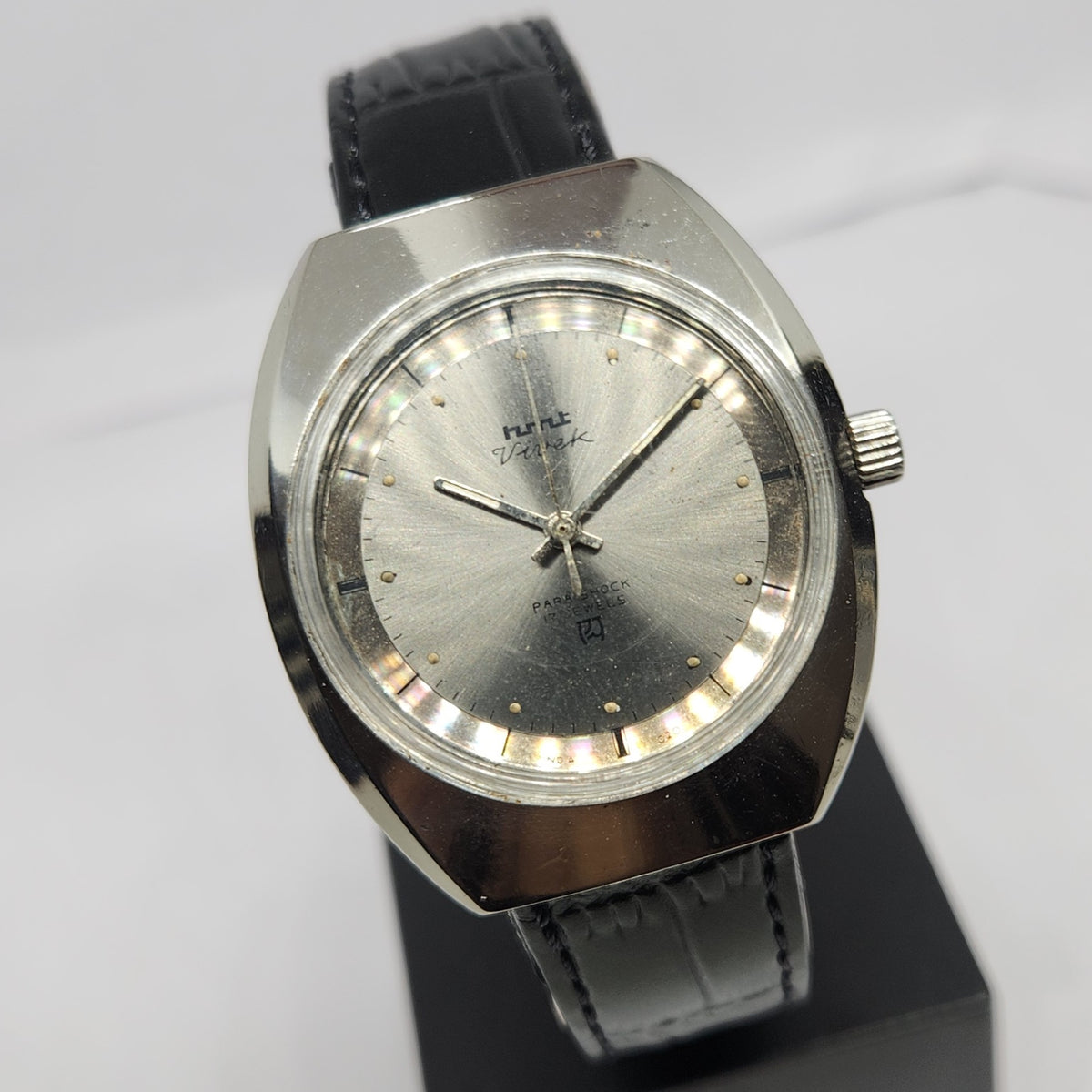 Vintage Original HMT Vivek Hand Winding 17 Jewels Silver Face Men's Wrist Watch HM111