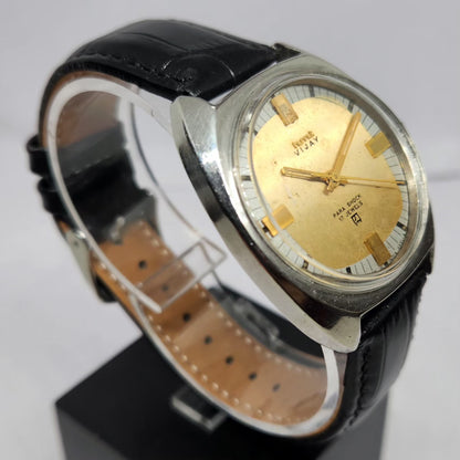 Vintage Original HMT Vijay Hand Winding 17 Jewels Gold Face Men's Wrist Watch HM112