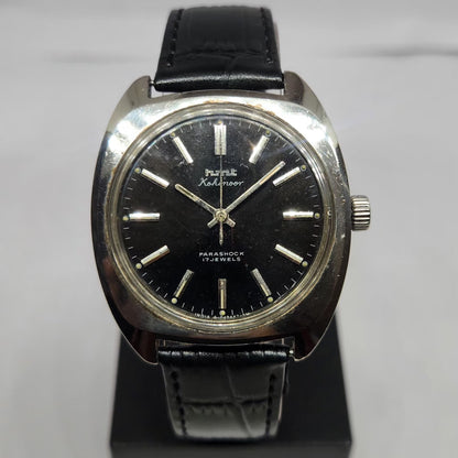 Vintage Original HMT Kohinoor Hand Winding 17 Jewels Black Face Men's Wrist Watch HM113