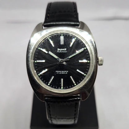 Vintage Original HMT Kohinoor Hand Winding 17 Jewels Black Face Men's Wrist Watch HM114