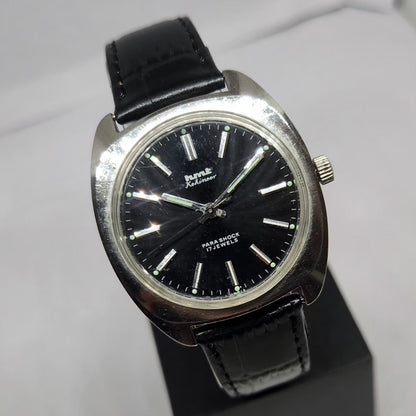 Vintage Original HMT Kohinoor Hand Winding 17 Jewels Black Face Men's Wrist Watch HM114