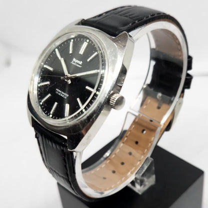Vintage Original HMT Kohinoor Hand Winding 17 Jewels Black Face Men's Wrist Watch HM114