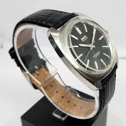 Vintage Original HMT Kohinoor Hand Winding 17 Jewels Black Face Men's Wrist Watch HM114