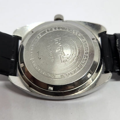 Vintage Original HMT Kohinoor Hand Winding 17 Jewels Black Face Men's Wrist Watch HM114