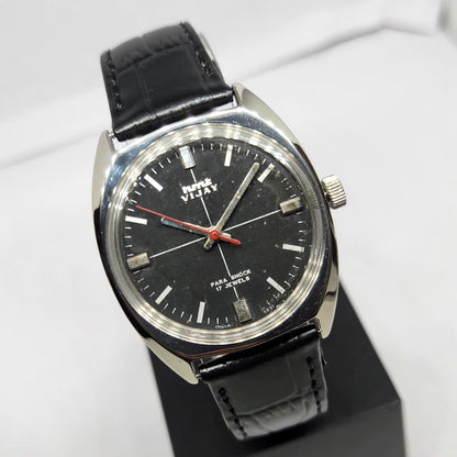 Vintage Original HMT Vijay Hand Winding 17 Jewels Black Face Men's Wrist Watch HM118